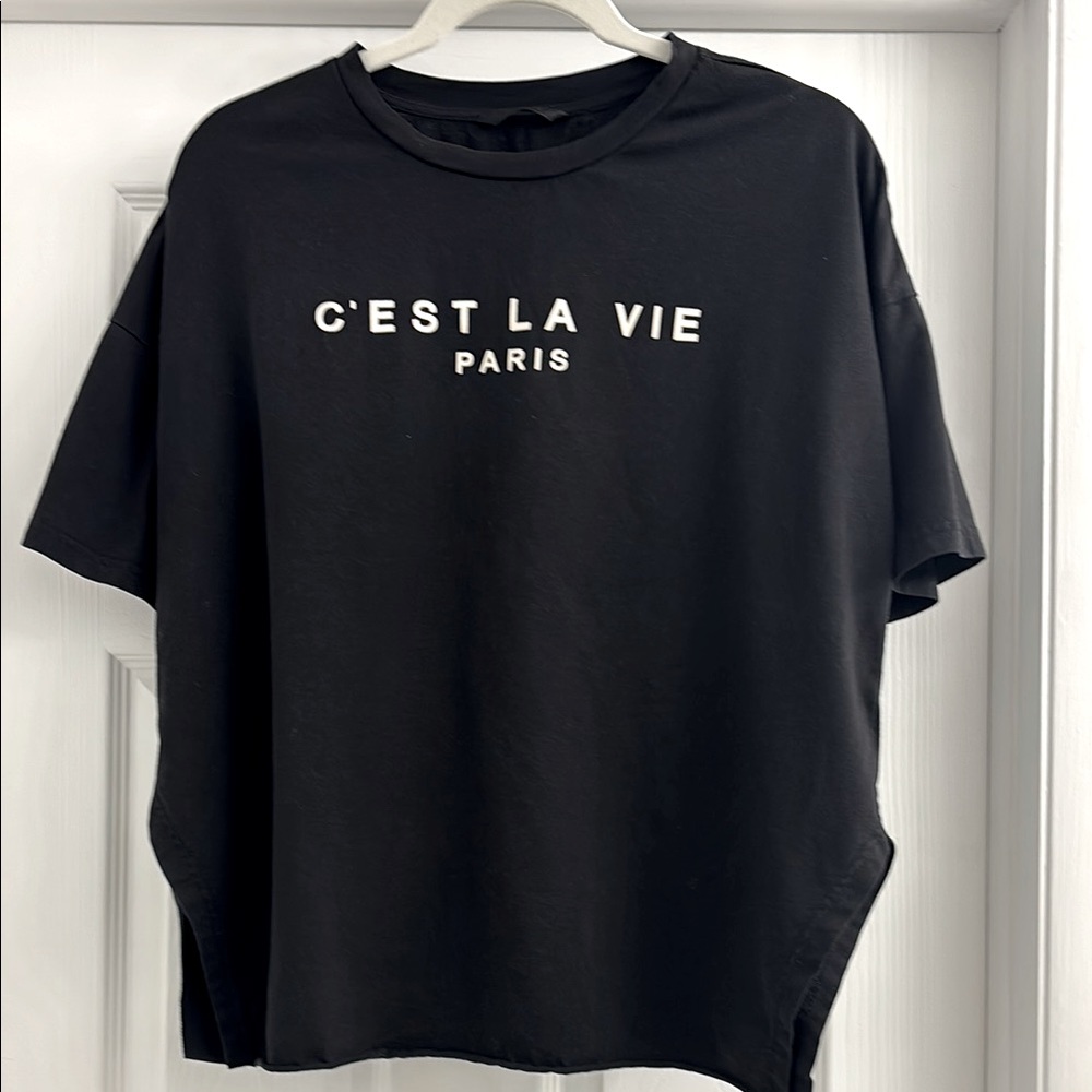 SHEIN LUNE Paris Graphic Short Sleeve Tee PARIS